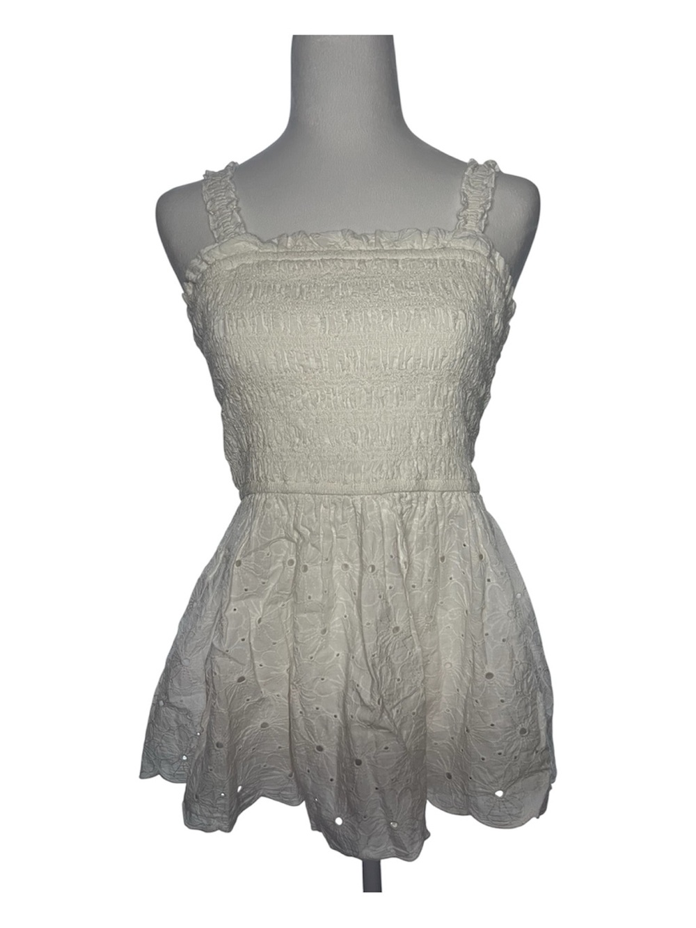 NWT Altar'd State White Smocked Eyelet Tank Top XL